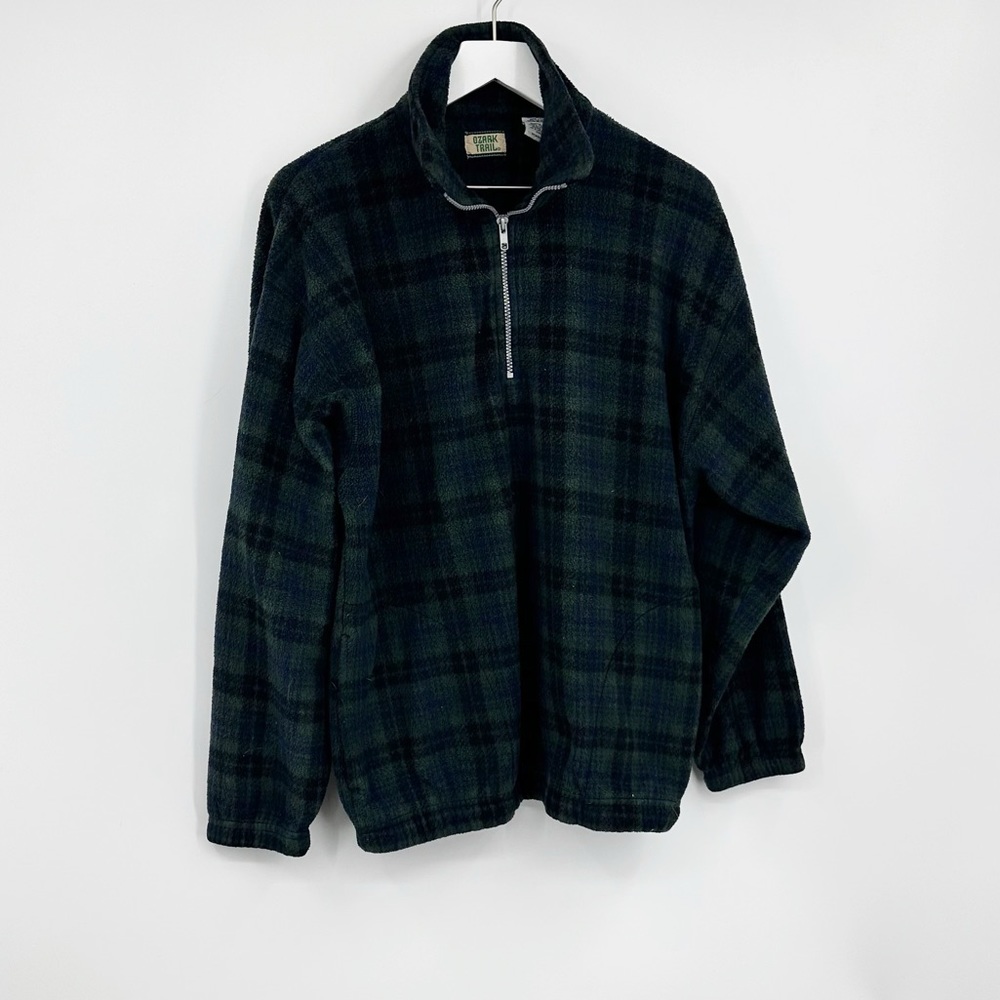 Ozark Trail Vintage Y2K Cozy Plaid Fleece Half Zip Pullover Size Large